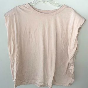 LOFT Beige Muscle Tee with Shoulder Pads